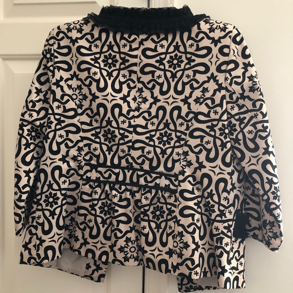 Black and Cream with black lace trim jacket with 3/4 inch sleeves - Picture 2 of 2